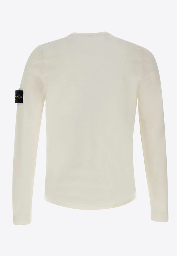 Stone Island Compass Patch Knitted Sweater White 8015532B9_000_V0001