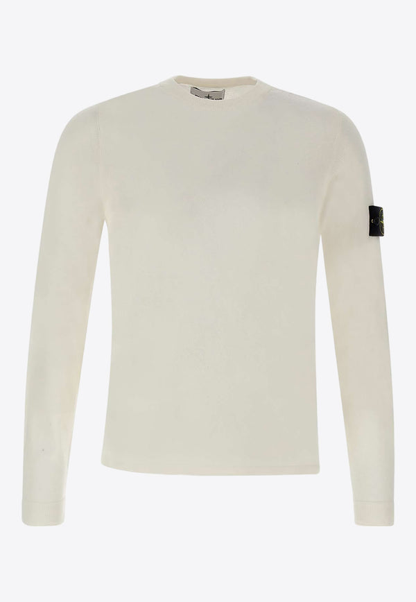 Stone Island Compass Patch Knitted Sweater White 8015532B9_000_V0001