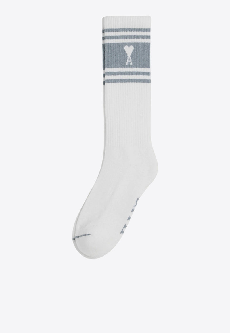 AMI PARIS Ami De Coeur Ribbed Socks White USC012AW0015_4012