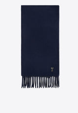 AMI PARIS Ami De Coeur Wool Scarf Navy USF421AW0059_4011