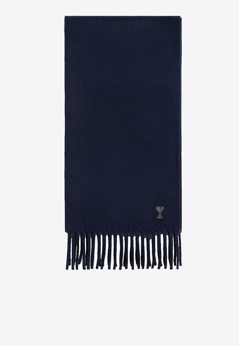 AMI PARIS Ami De Coeur Wool Scarf Navy USF421AW0059_4011