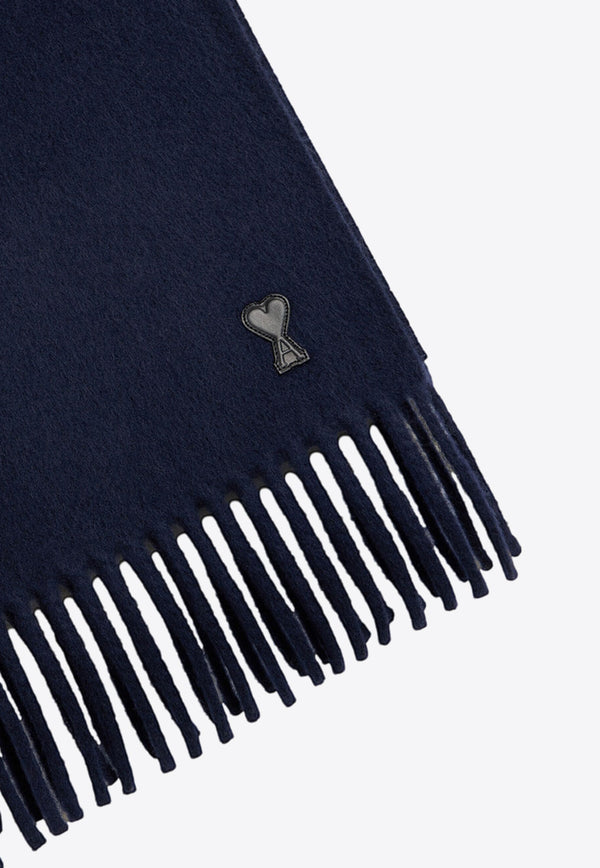 AMI PARIS Ami De Coeur Wool Scarf Navy USF421AW0059_4011