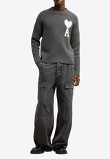 AMI PARIS Intarsia Knit Ami De Coeur Sweater Gray UKS025KN0032_061