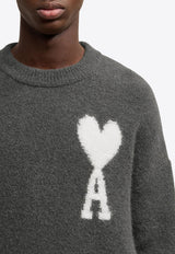 AMI PARIS Intarsia Knit Ami De Coeur Sweater Gray UKS025KN0032_061