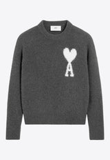 AMI PARIS Intarsia Knit Ami De Coeur Sweater Gray UKS025KN0032_061