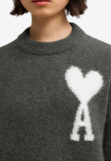 AMI PARIS Intarsia Knit Ami De Coeur Sweater Gray UKS025KN0032_061