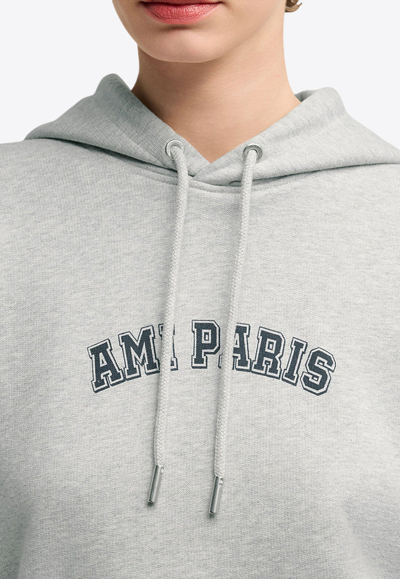 AMI PARIS Logo Print Hooded Sweatshirt Gray USW247730_0951