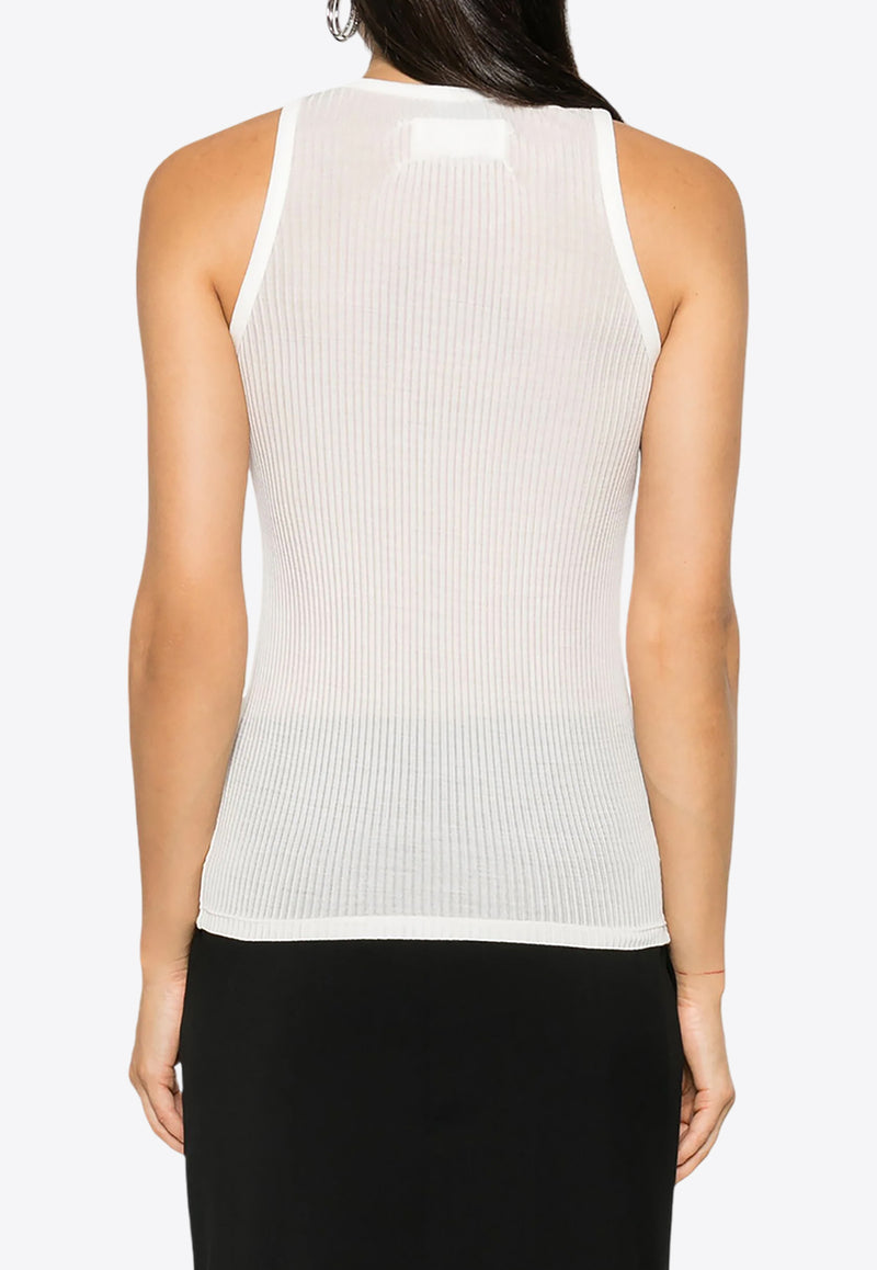 Maison Margiela Silk Fine-Ribbed Tank Top Off-white S51NL0044M20041_102