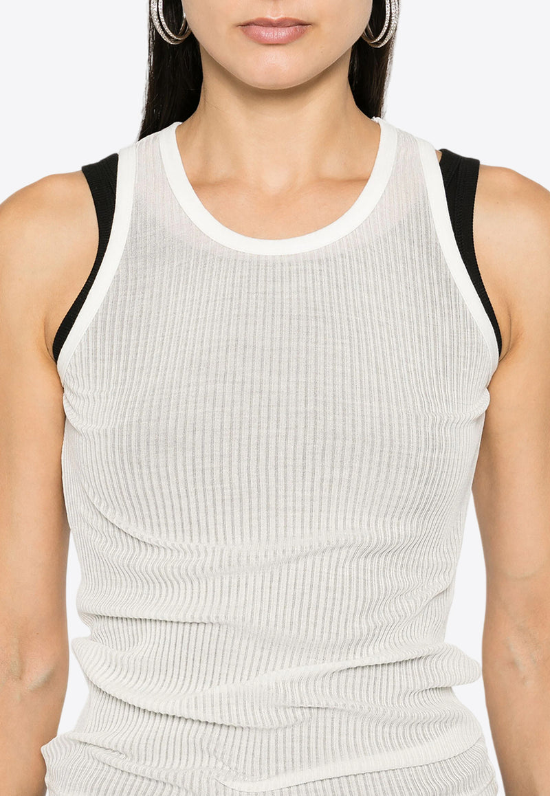 Maison Margiela Silk Fine-Ribbed Tank Top Off-white S51NL0044M20041_102