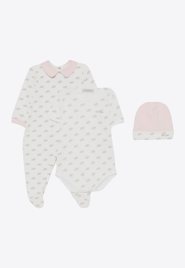 Golden Goose DB Kids Baby Girls Elephant Print Onesie Set - Set of 3 Pink GBP02064P001750_82750