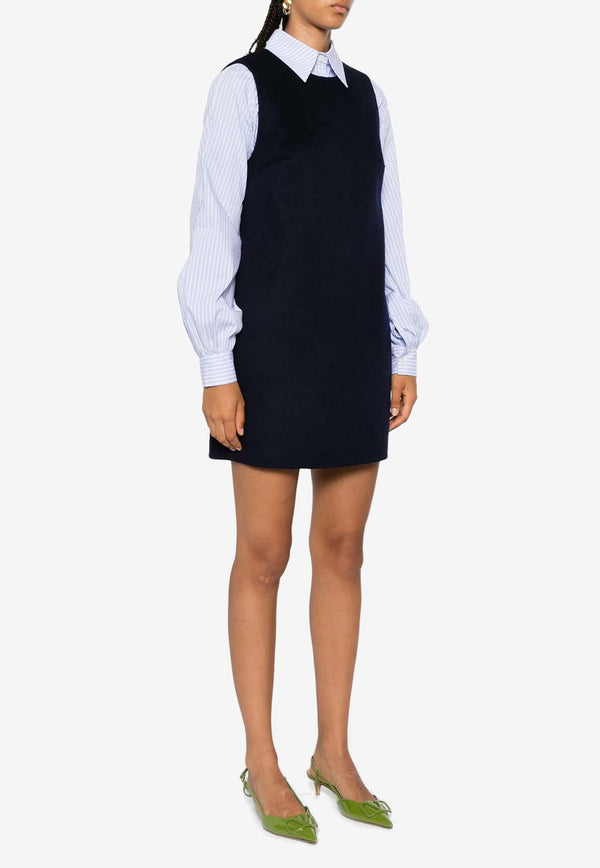 P.A.R.O.S.H Leak Wool Mini Dress Navy D721961LEAK24_012