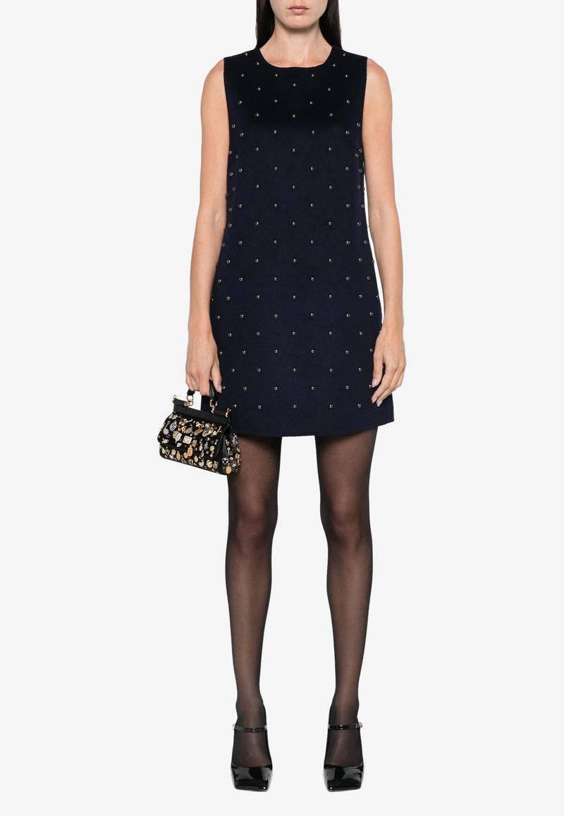 P.A.R.O.S.H Bleak Studded Mini Dress Navy D721961BLEAK24_012