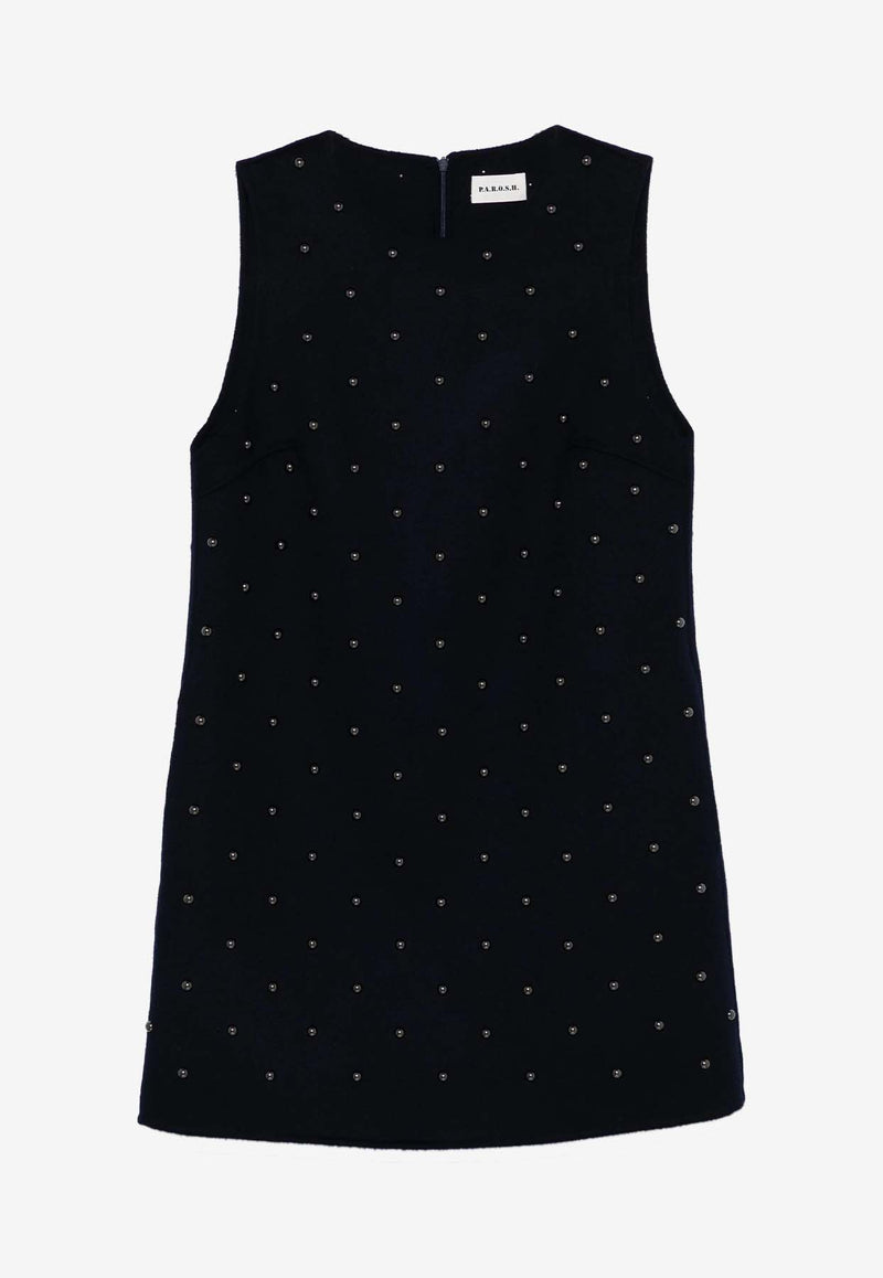 P.A.R.O.S.H Bleak Studded Mini Dress Navy D721961BLEAK24_012