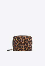 Jérôme Dreyfuss André Leopard Print Suede Wallet Brown 44ANDCR_Léo Chamois