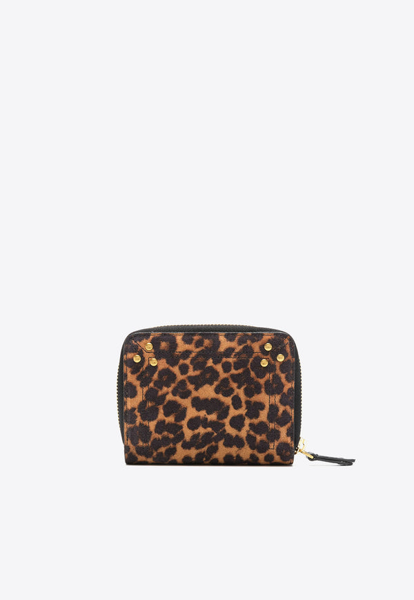 Jérôme Dreyfuss André Leopard Print Suede Wallet Brown 44ANDCR_Léo Chamois