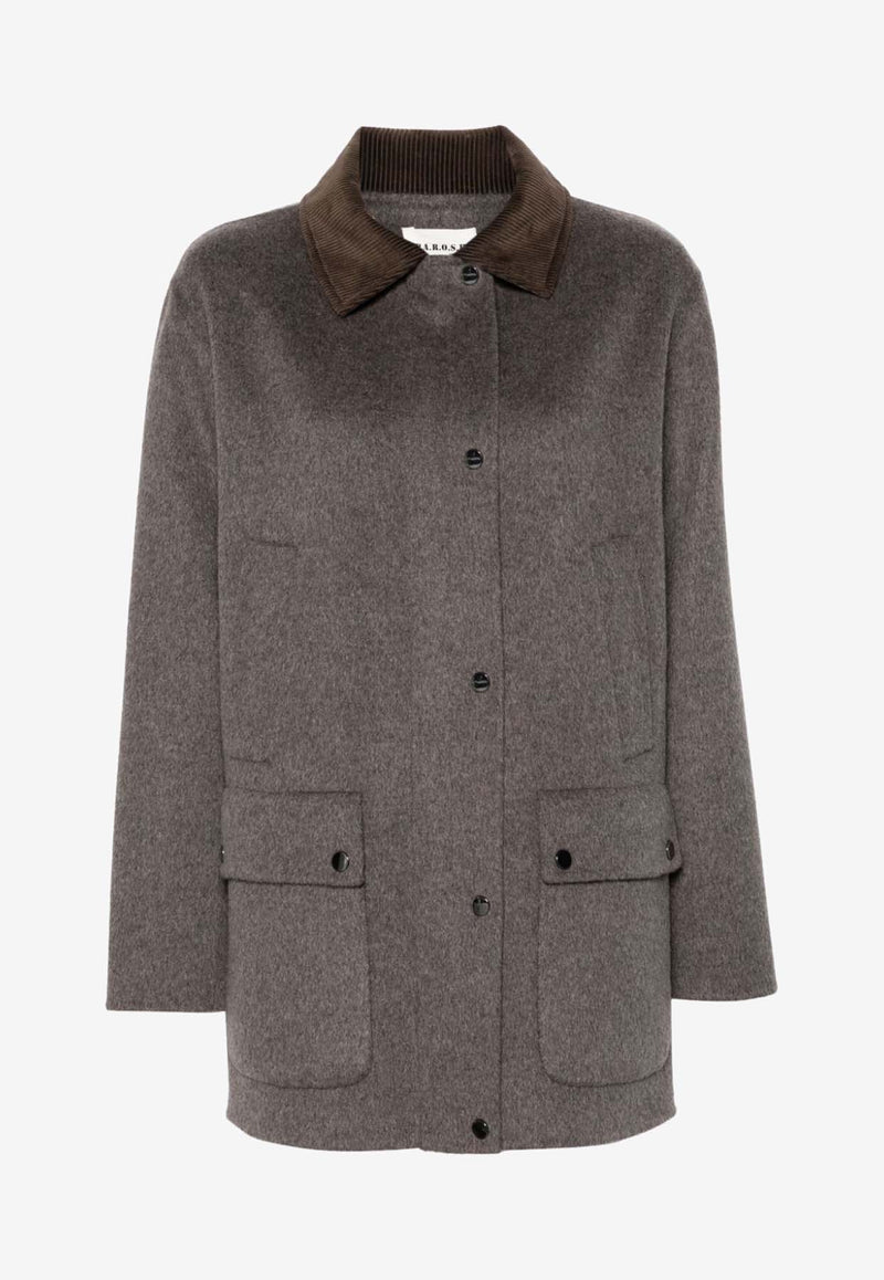 P.A.R.O.S.H Leak Short Wool Coat Brown D431667LEAK24_008