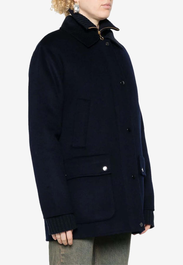 P.A.R.O.S.H Leak Corduroy-Collar Jacket  Navy D431667LEAK24_012