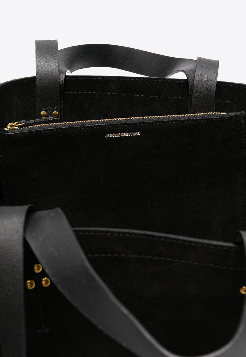 Jérôme Dreyfuss Medium Léon Leather Tote Bag Black 44LEONMCR_Noir