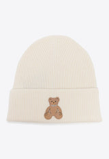 Palm Angels Bear in Mind Wool Beanie  Off-white PWLC015F24KNI005_0360