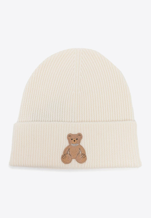 Palm Angels Bear in Mind Wool Beanie  Off-white PWLC015F24KNI005_0360