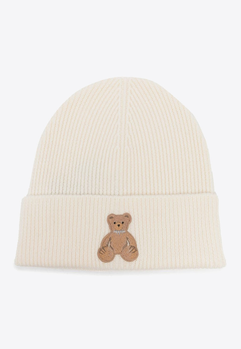 Palm Angels Bear in Mind Wool Beanie  Off-white PWLC015F24KNI005_0360