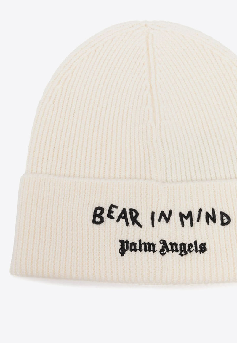 Palm Angels Bear in Mind Wool Beanie  Off-white PWLC015F24KNI005_0360