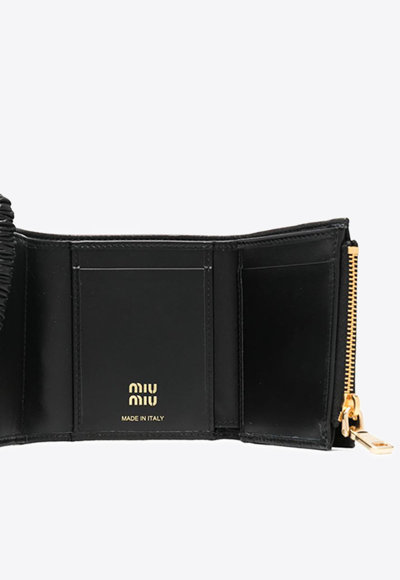 Miu Miu Small Tri-Fold Leather Wallet Black 5MH0512CSK_F0002