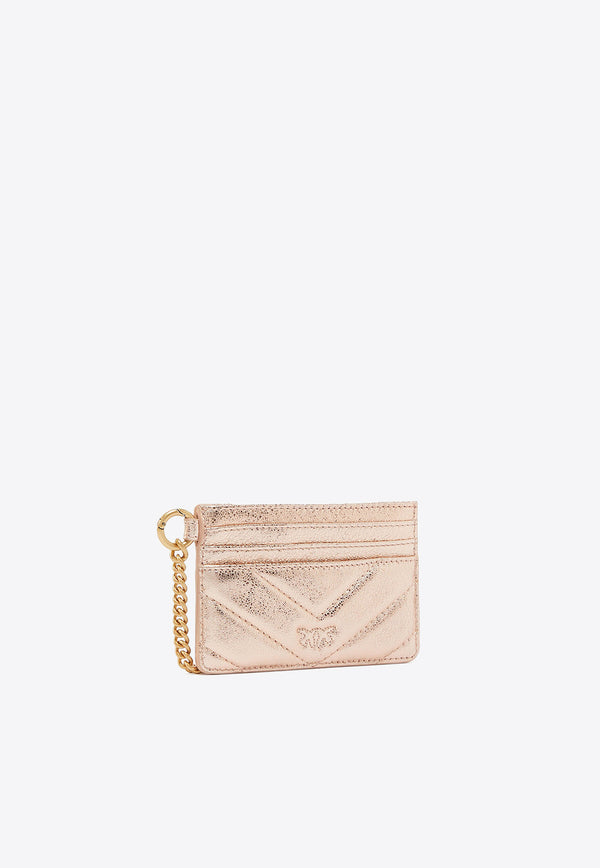 PINKO Chain Wrinkled Love Cardholder Rose Gold 102748A1RO_O81Q