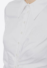 Elisabetta Franchi Draped Long-Sleeved Cropped Shirt  White CAT7246E2_100