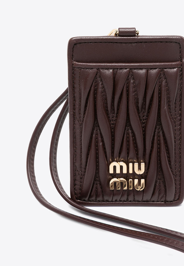 Miu Miu Minuteria Logo Lettering Cardholder with Strap Brown 5MC0162FPP_F0NBL