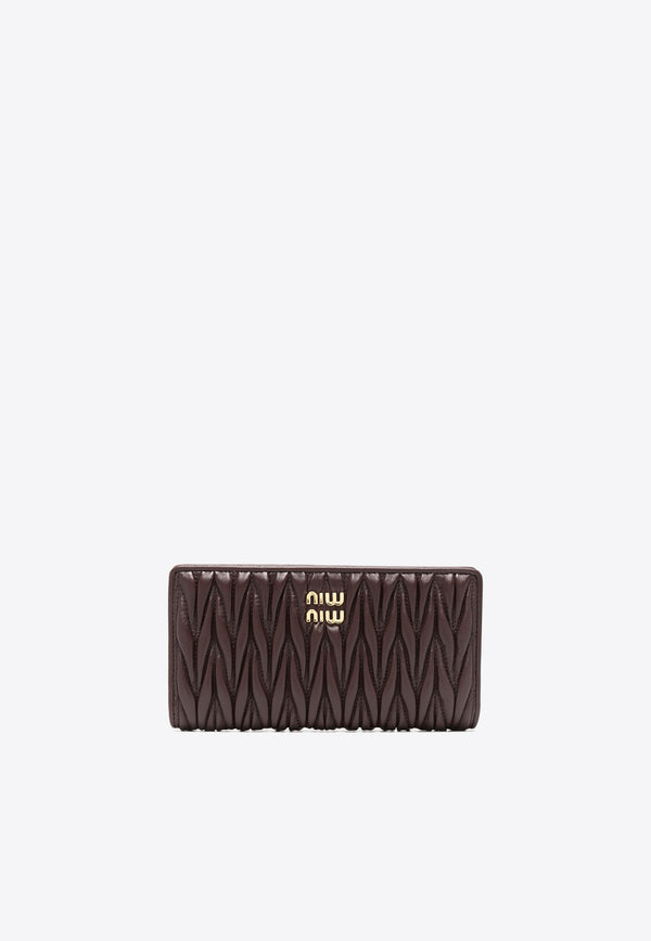 Miu Miu Matelassé Leather Long Wallet Brown 5MV0272FPP_F0NBL