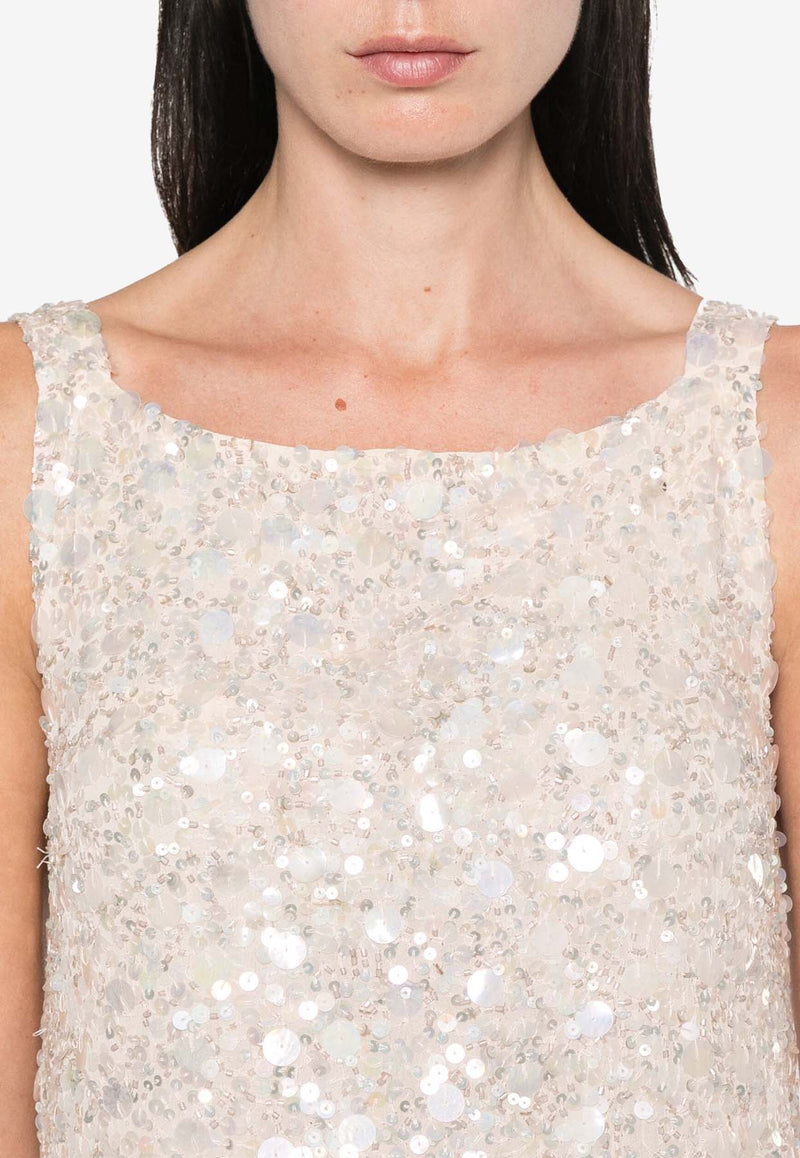 P.A.R.O.S.H Galassia Sequin-Embellished Mini Dress Beige D721986GALASSIA24_027