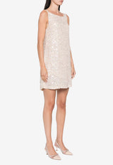 P.A.R.O.S.H Galassia Sequin-Embellished Mini Dress Beige D721986GALASSIA24_027