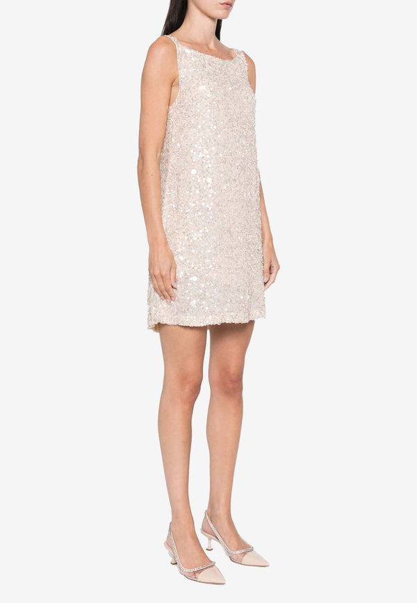 P.A.R.O.S.H Galassia Sequin-Embellished Mini Dress Beige D721986GALASSIA24_027