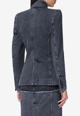 Alexander McQueen Twisted Spliced Deconstructed Denim Jacket Black 802091QMACX/P_ALEXQ-1307