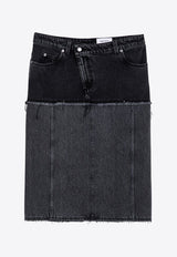 Alexander McQueen Two-Tone Denim Skirt  Black 802093QMACX/P_ALEXQ-1307