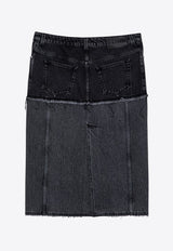 Alexander McQueen Two-Tone Denim Skirt  Black 802093QMACX/P_ALEXQ-1307