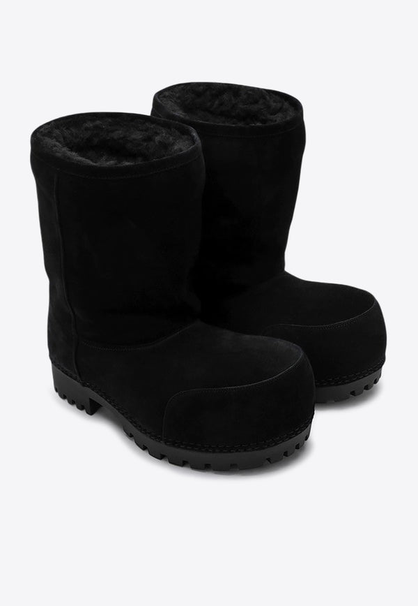 Balenciaga Alaska Mid-Calf Bulky Suede Boots Black 802174WBFC1/P_BALEN-1000