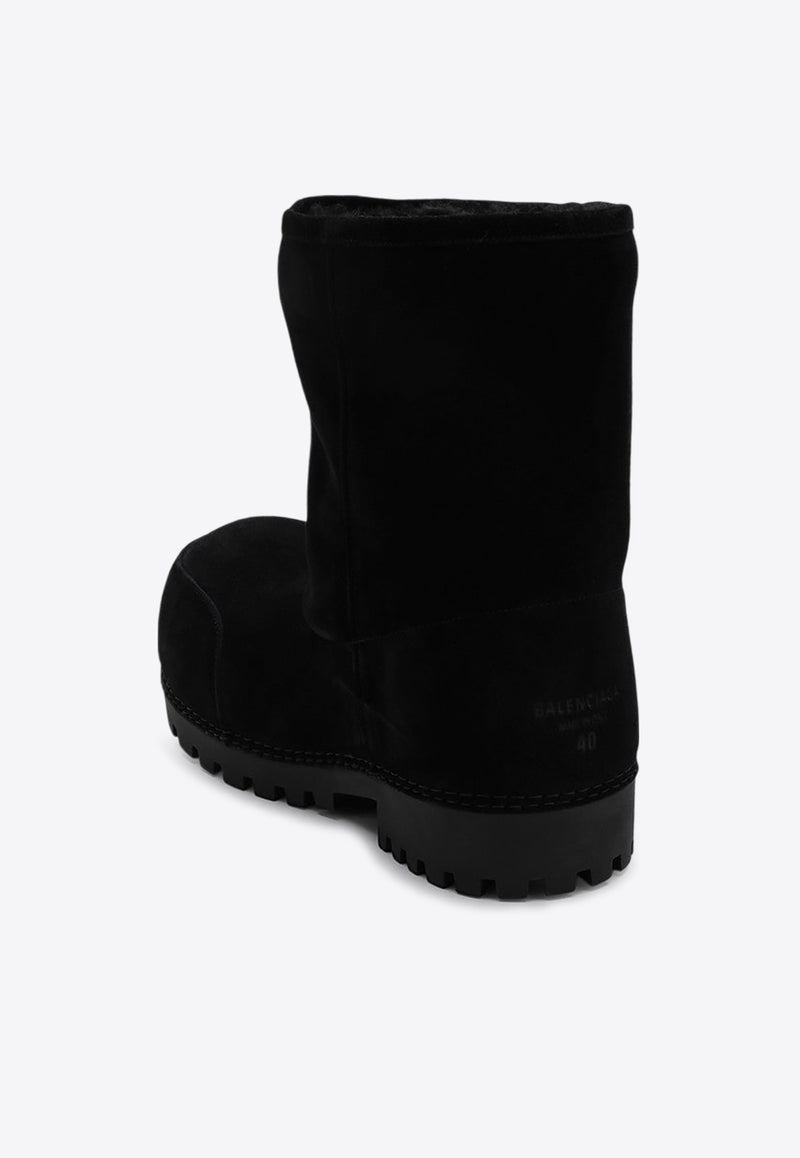 Balenciaga Alaska Mid-Calf Bulky Suede Boots Black 802174WBFC1/P_BALEN-1000