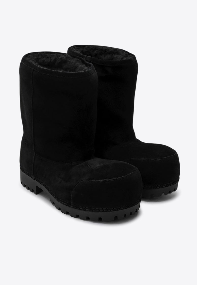 Balenciaga Alaska Mid-Calf Bulky Suede Boots Black 802204WBFC1/P_BALEN-1000