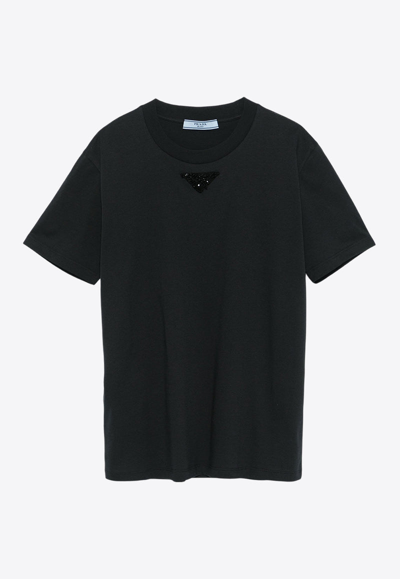 Prada Beaded Triangle Logo T-shirt Black 3551BRSOOO150T_F0170