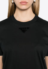 Prada Beaded Triangle Logo T-shirt Black 3551BRSOOO150T_F0170