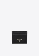 Prada Triangle Logo Leather Cardholder Black 2MC0252DMH_F0002