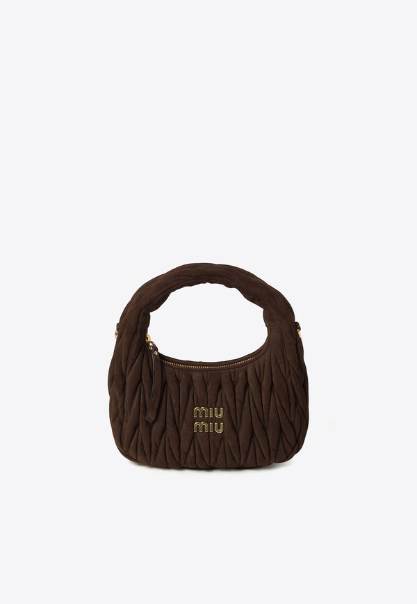 Miu Miu Wander Suede Hobo Bag Brown 5BC125VOOY2B7O_F0003