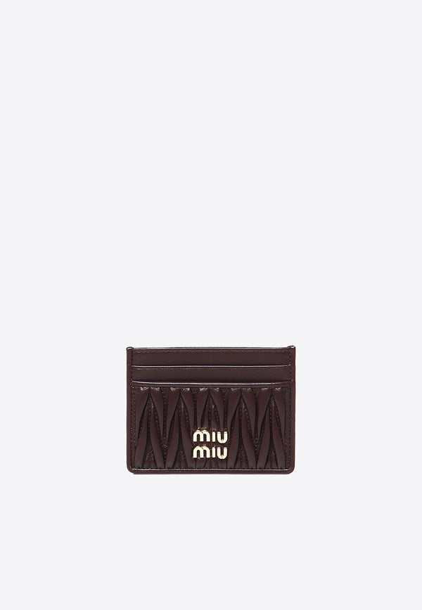 Miu Miu Matelassé Leather Logo Cardholder Brown 5MC0762FPP_F0NBL