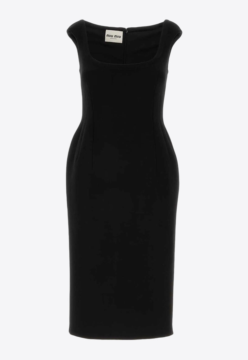 wool knee length dress Kelly Merino Wool Faux-tie Dress