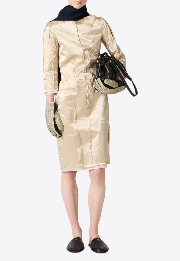 Miu Miu Satin Silk Knee-Length Dress Beige MF5558SOOO15UK_F0F24