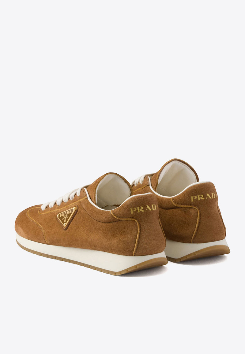 Prada Triangle Logo Suede Sneakers Brown 1E410NF025QRG_F098L