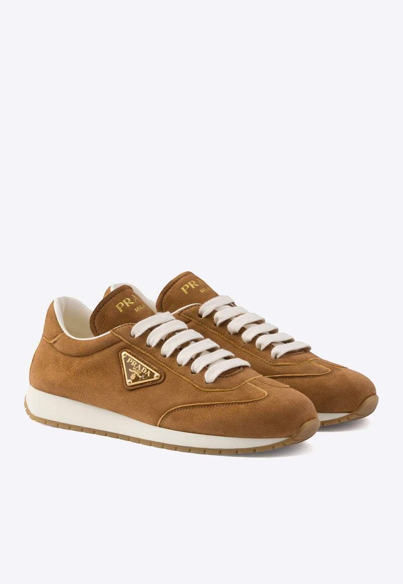 Prada Triangle Logo Suede Sneakers Brown 1E410NF025QRG_F098L