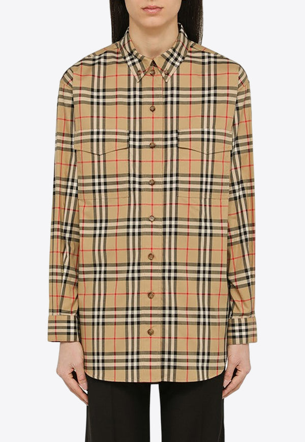 Burberry Oversized Checked Button-Up Shirt 8022285116036/O_BURBE-A7028